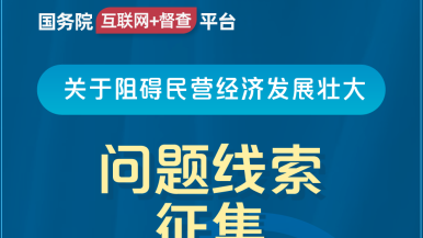 操逼逼操操逼逼国务院“互联网+督查”平台公开征集阻碍民营经济发展壮大问题线索